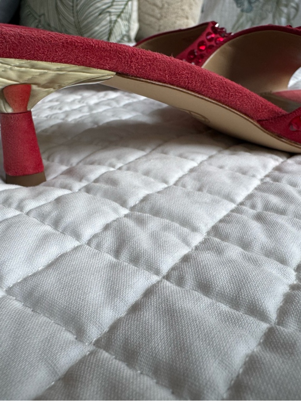 Michael Kors Red Studded Open-Toe Heels NWOB - Picture 6 of 10
